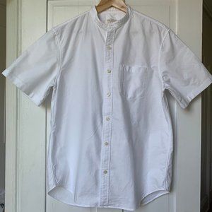 Club Monaco Slim Oxford Band Collar Short Sleeve
